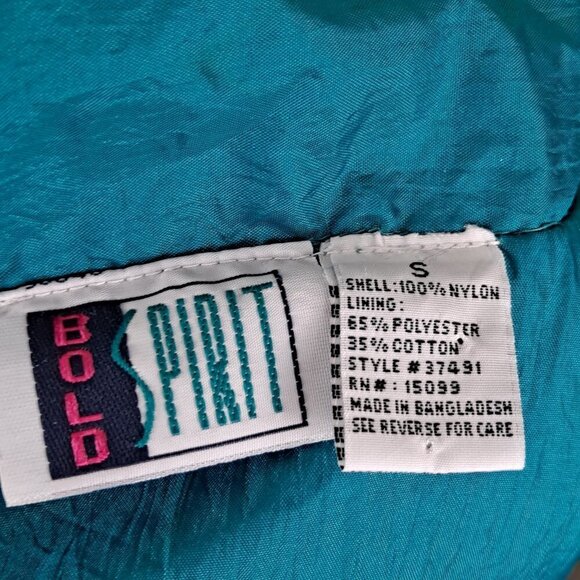 Bolo Spirit Size Small 80s Style Windbreaker Jacket Green White Colorful Detail - Picture 11 of 13